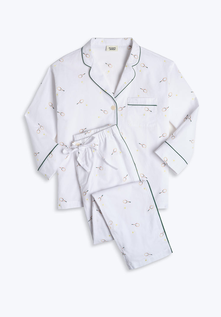 Marina Pajama Set in Tennis Embroidery